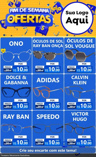 Modelo de Encarte para Encarte Grande com o tema Fim de Semana de Ofertas para Óticas