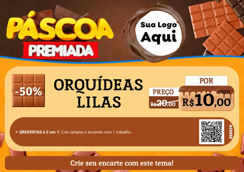 Modelo de Cartaz para Cartaz A4 Horizontal com o tema Páscoa Premiada para Floricultura e jardim