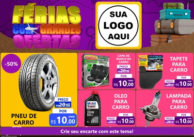 Modelo de Encarte para Encarte A4 Horizontal com o tema Férias com Grandes Ofertas para Auto peças