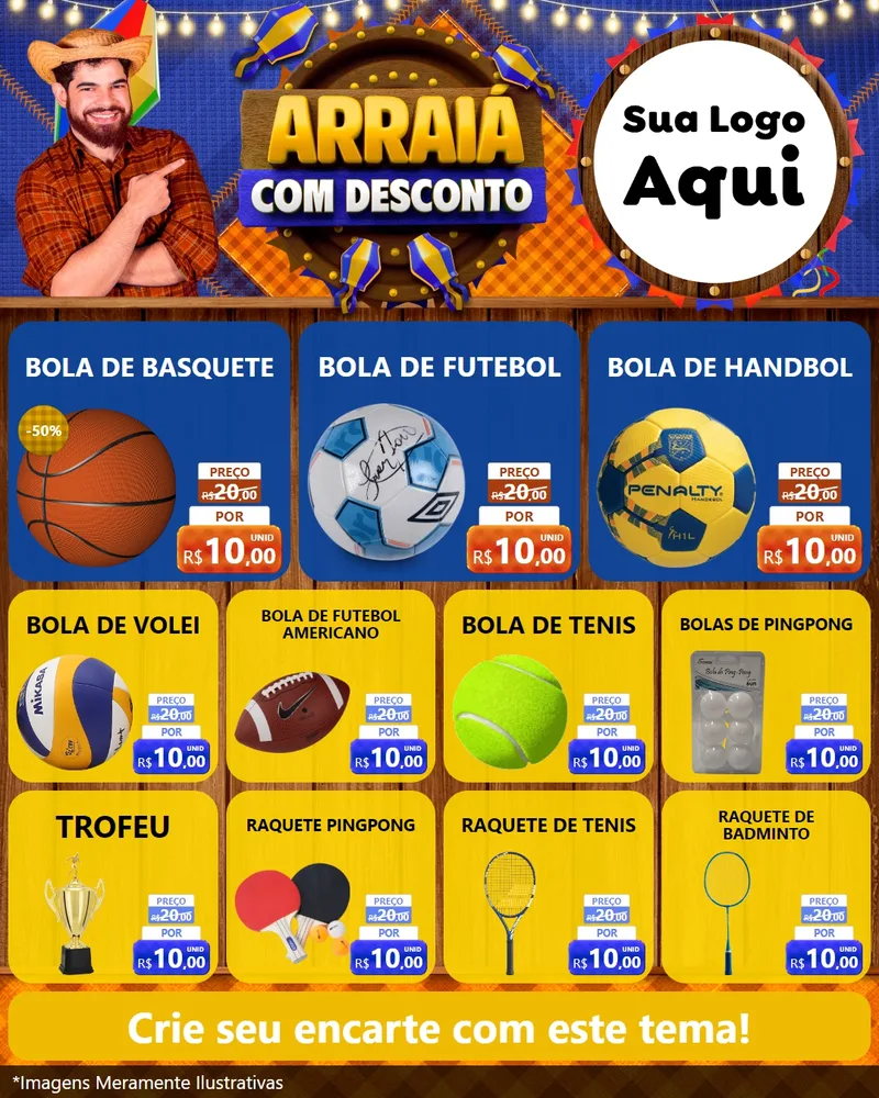 Modelo de Rede Social para Feed Instagram com o tema Arraiá Com Desconto para Artigos Esportivos