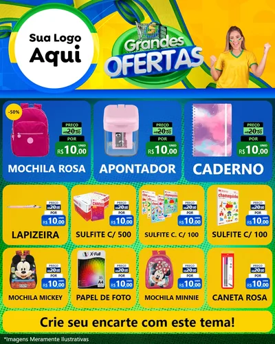 Modelo de Rede Social para Feed Instagram com o tema Grandes Ofertas para Papelaria