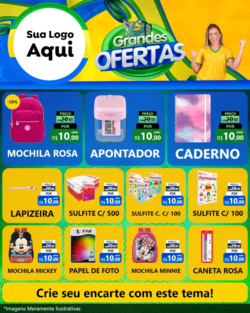 Modelo de Rede Social para Feed Instagram com o tema Grandes Ofertas para Papelaria