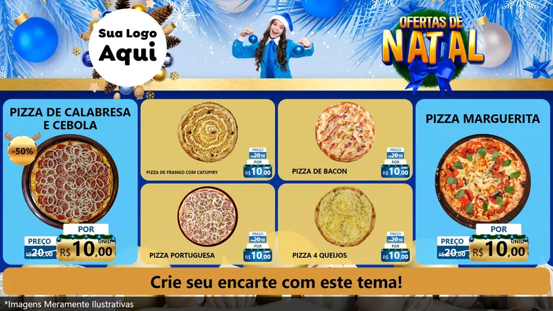 Modelo de TV para TV Horizontal com o tema Ofertas de Natal para Pizzaria