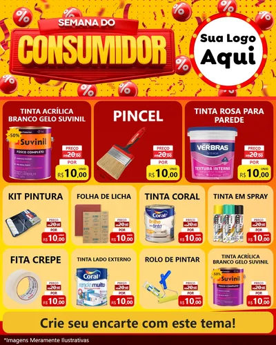 Modelo de Rede Social para Feed Instagram com o tema Semana do Consumidor para Tintas e Ferramentas