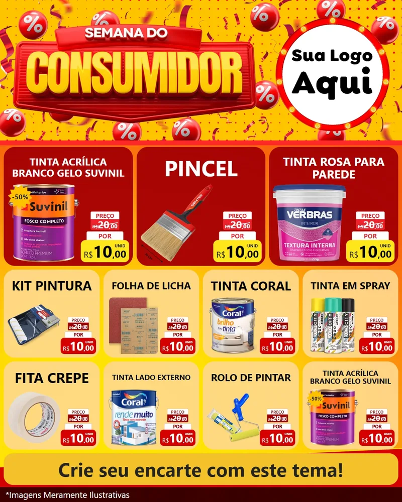 Modelo de Rede Social para Feed Instagram com o tema Semana do Consumidor para Tintas e Ferramentas
