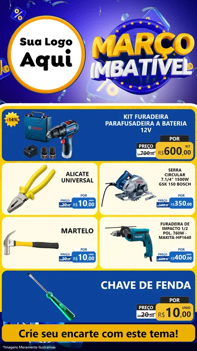 Modelo de TV para TV Vertical com o tema Março Imbatível para Maquinas e Ferramentas