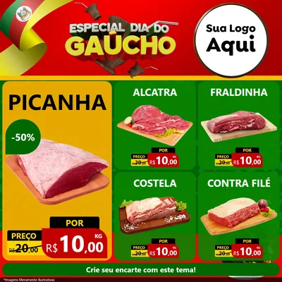Modelo de Rede Social para Feed Facebook com o tema Especial Dia do Gaúcho para Açougue