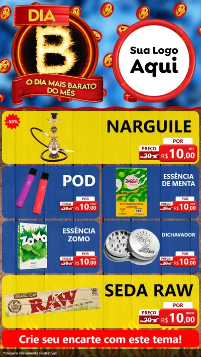 Modelo de TV para TV Vertical com o tema Dia B - O Dia Mais Barato Do Mês para Tabacaria