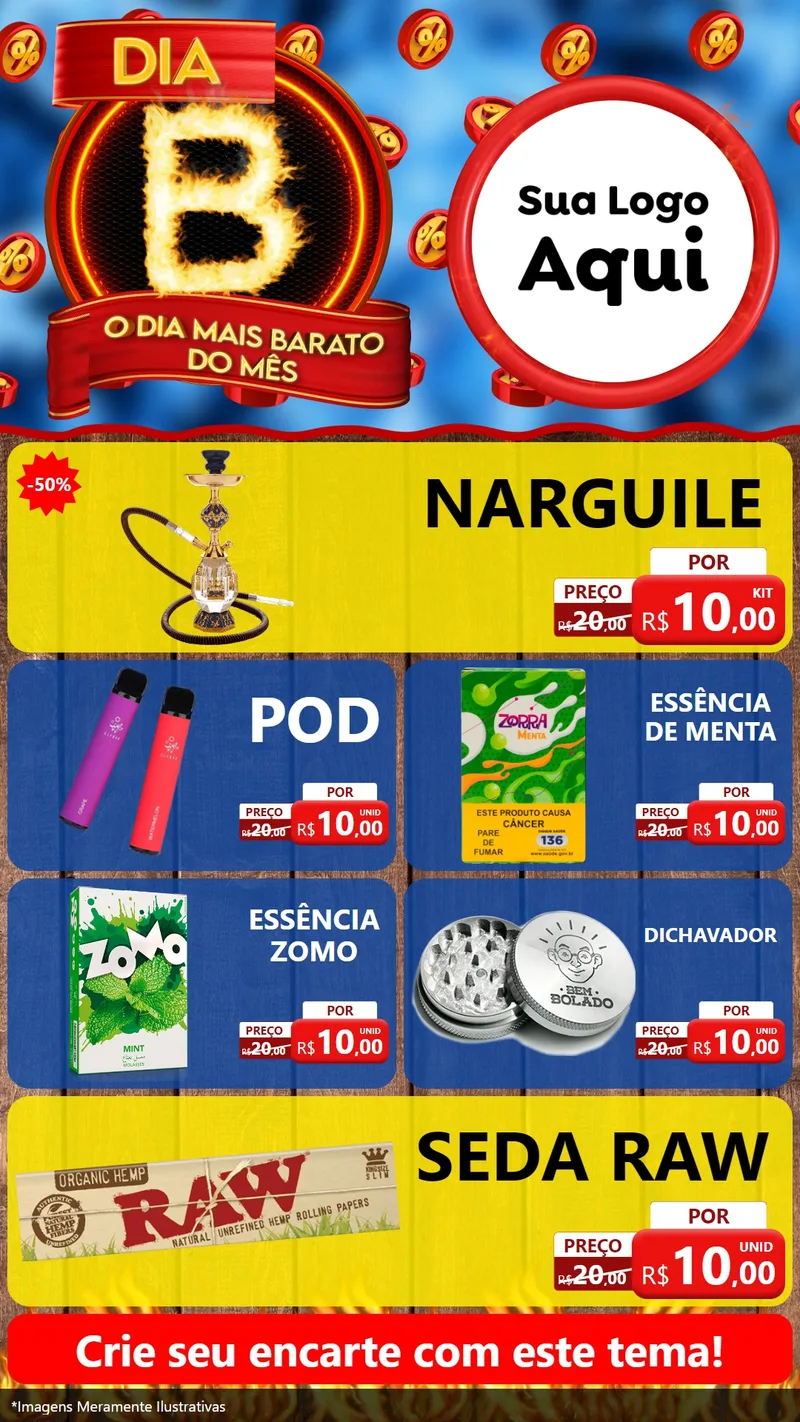 Modelo de TV para TV Vertical com o tema Dia B - O Dia Mais Barato Do Mês para Tabacaria