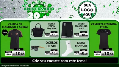 Modelo de TV para TV Horizontal com o tema Promoção de Aniversário - 20 Anos para Roupas e acessórios