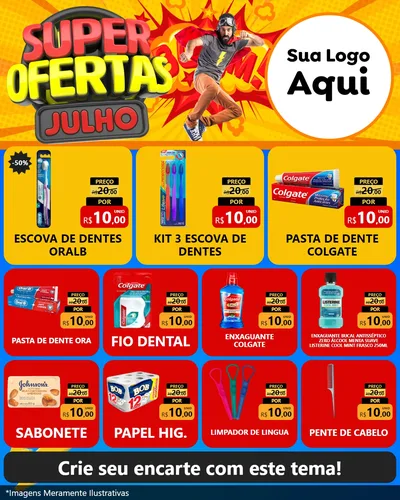 Modelo de Rede Social para Feed Instagram com o tema Super Ofertas Julho para Higiene Pessoal