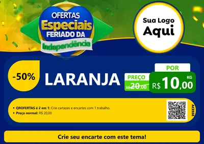 Modelo de Cartaz para Cartaz A4 Horizontal com o tema Ofertas Especiais Feriado da Independência para Hortifrúti
