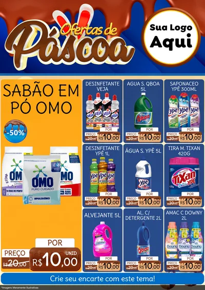 Modelo de Encarte para Encarte A4 Vertical com o tema Ofertas de Páscoa para Produtos de Limpeza
