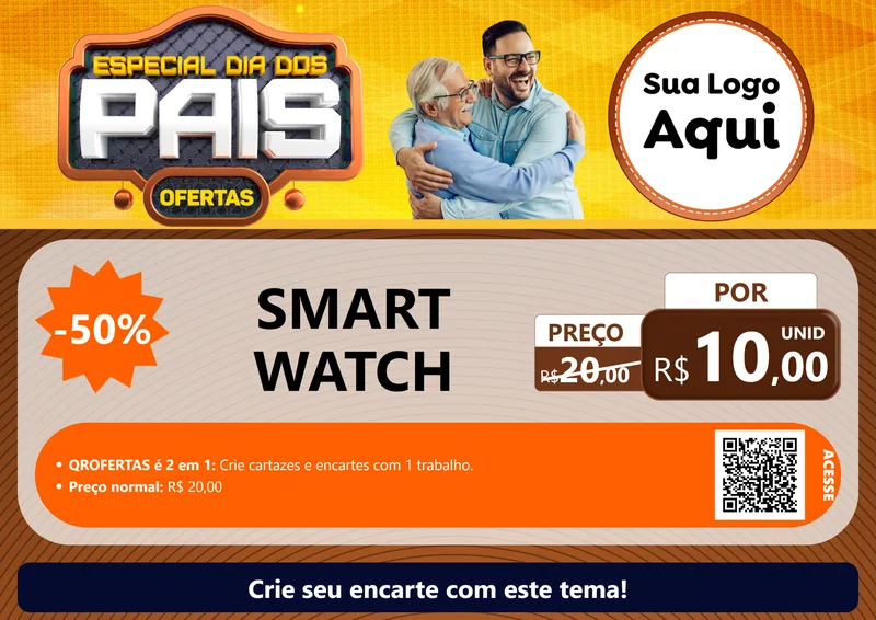 Modelo de Cartaz para Cartaz A4 Horizontal com o tema Especial Dia dos Pais para Informática