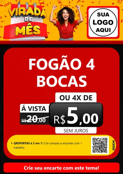 Modelo de Cartaz para Cartaz A4 Vertical com o tema Virada de Mês para Móveis e Eletro
