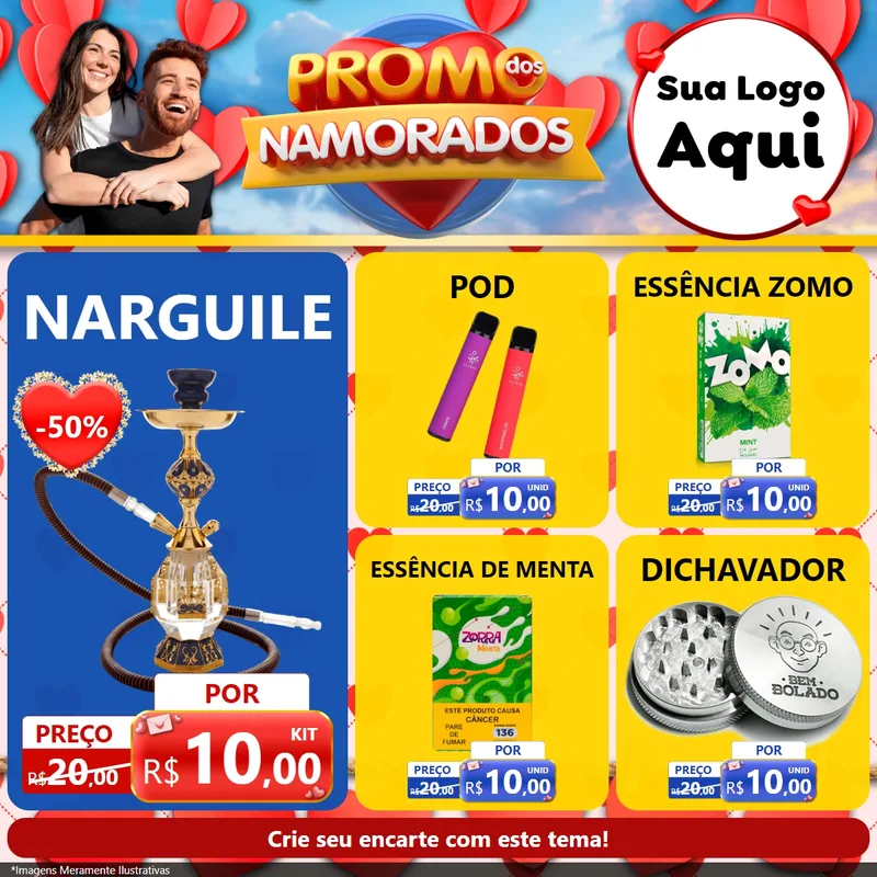 Modelo de Rede Social para Feed Facebook com o tema Promo dos Namorados para Tabacaria