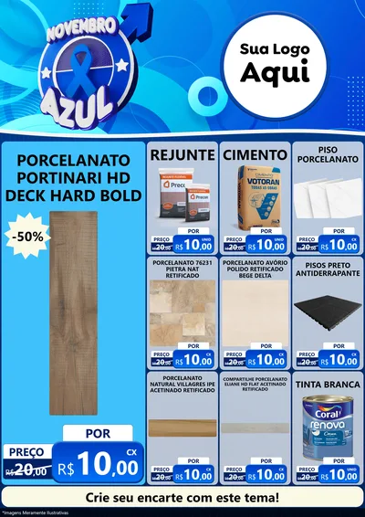 Modelo de Encarte para Encarte A4 Vertical com o tema Novembro Azul para Pisos e revestimentos