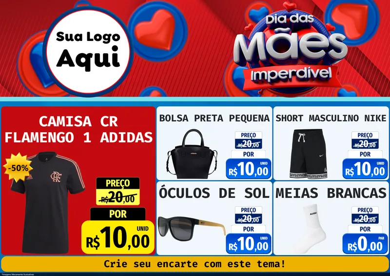 Modelo de Encarte para Encarte A4 Horizontal com o tema Dia Das Mães Imperdível para Roupas e acessórios