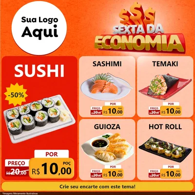 Modelo de Rede Social para Feed Facebook com o tema Sexta da Economia para Comida japonesa