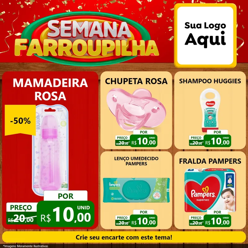 Modelo de Rede Social para Feed Facebook com o tema Semana Farroupilha para Bebês