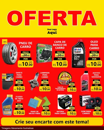 Modelo de Rede Social para Feed Instagram com o tema OFERTA - Vermelho Cartaz para Auto peças
