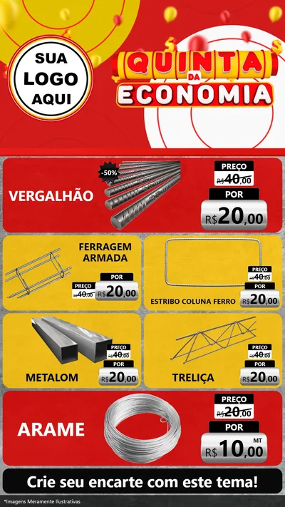 Modelo de TV para TV Vertical com o tema Quinta da Economia para Ferragens