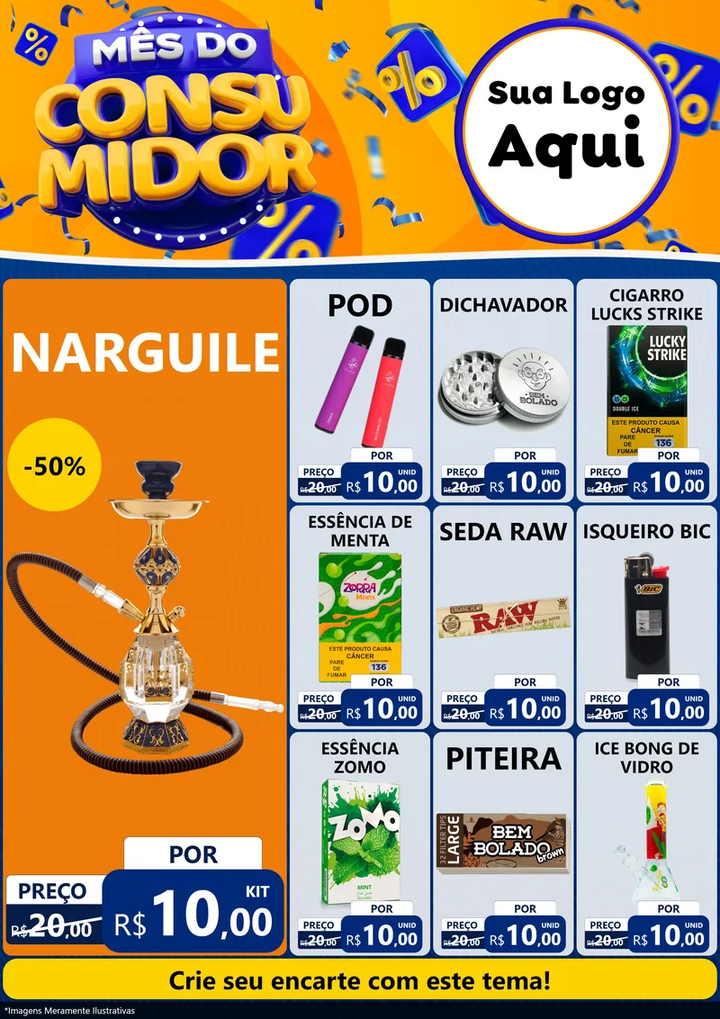 Modelo de Encarte para Encarte A4 Vertical com o tema Mês do Consumidor para Tabacaria