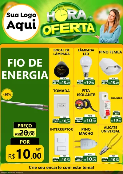 Modelo de Encarte para Encarte A4 Vertical com o tema Hora da Oferta para Materiais Elétricos