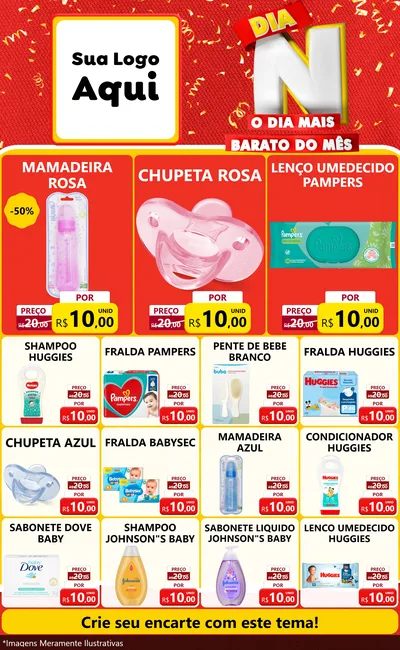 Modelo de Encarte para Encarte Grande com o tema Dia N o Dia Mais Barato do Mês para Bebês