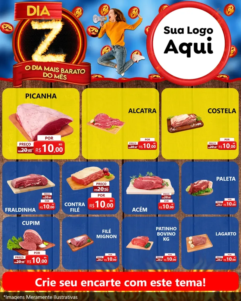 Modelo de Rede Social para Feed Instagram com o tema Dia Z - O Dia Mais Barato Do Mês para Açougue