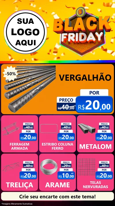 Modelo de Rede Social para Stories com o tema Black Friday para Ferragens
