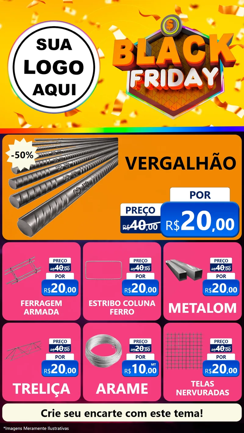 Modelo de Rede Social para Stories com o tema Black Friday para Ferragens