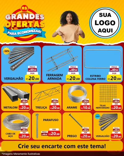 Modelo de Rede Social para Feed Instagram com o tema Grandes Ofertas Para Economizar! para Ferragens