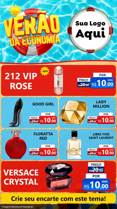 Modelo de TV para TV Vertical com o tema Verão da Economia para Perfumes