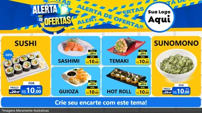 Modelo de TV para TV Horizontal com o tema Alerta de Ofertas para Comida japonesa