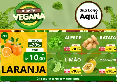 Modelo de Encarte para Encarte A4 Horizontal com o tema Quinta Vegana para Hortifrúti