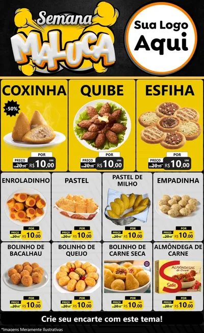Modelo de Encarte para Encarte Grande com o tema Semana Maluca para Salgadaria