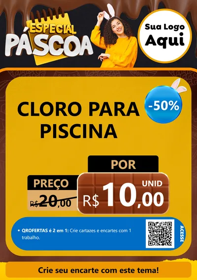 Modelo de Cartaz para Cartaz A4 Vertical com o tema Especial Páscoa para Produtos para Piscina