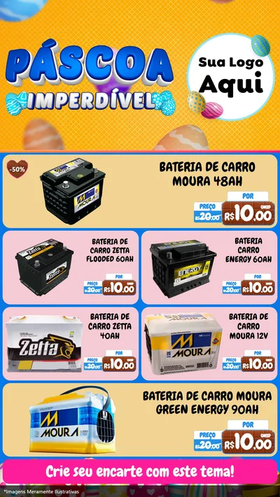 Modelo de TV para TV Vertical com o tema Páscoa Imperdível para Baterias Elétricas