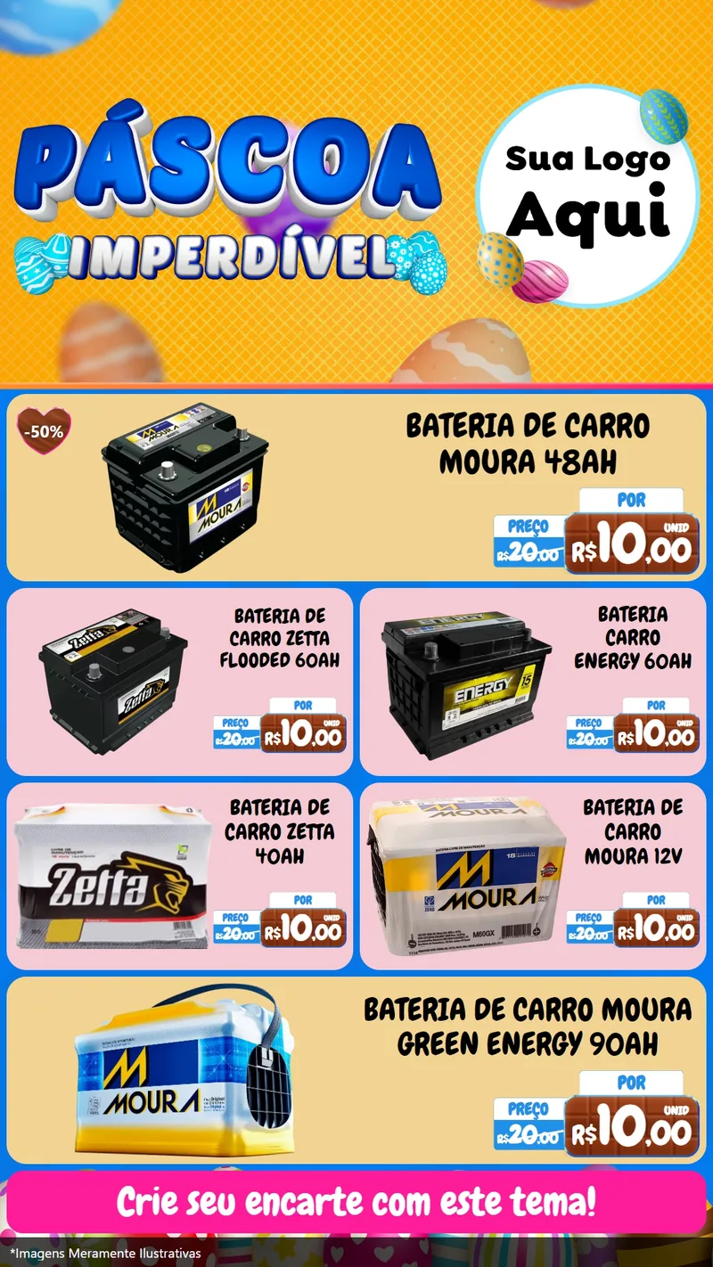 Modelo de TV para TV Vertical com o tema Páscoa Imperdível para Baterias Elétricas