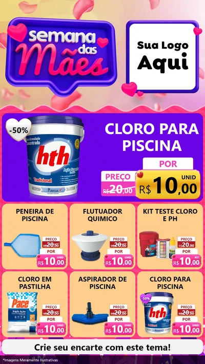 Modelo de Rede Social para Stories com o tema Semana das Mães para Produtos para Piscina