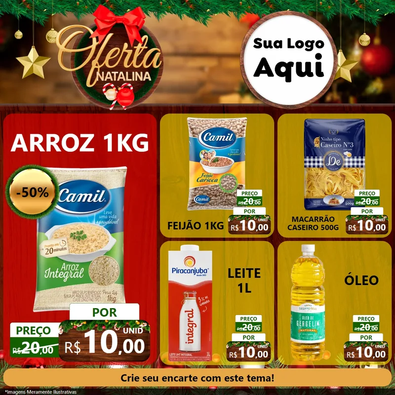 Modelo de Rede Social para Feed Facebook com o tema Ofertas Natalina para Supermercado