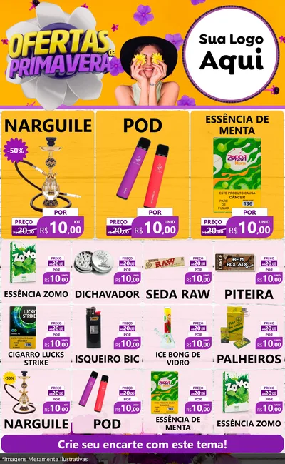 Modelo de Encarte para Encarte Grande com o tema Ofertas Da Primavera para Tabacaria