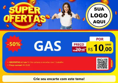 Modelo de Cartaz para Cartaz A4 Horizontal com o tema Super Ofertas para Água e gás