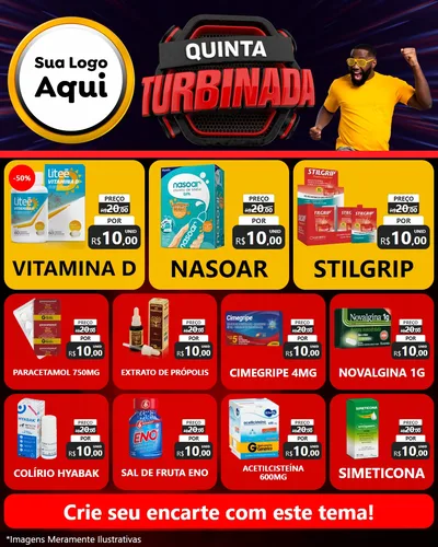 Modelo de Rede Social para Feed Instagram com o tema Quinta Turbinada para Farmácia