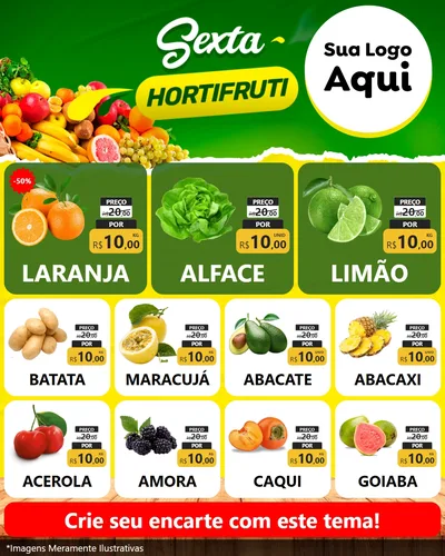 Modelo de Rede Social para Feed Instagram com o tema Sexta hortifruti para Hortifrúti