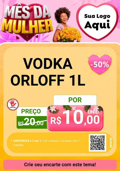 Modelo de Cartaz para Cartaz A4 Vertical com o tema Mês da Mulher para Distribuidora de bebidas