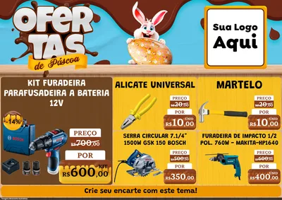 Modelo de Encarte para Encarte A4 Horizontal com o tema Ofertas de Páscoa para Maquinas e Ferramentas