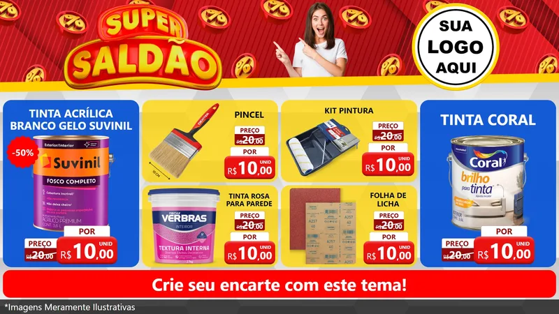 Modelo de TV para TV Horizontal com o tema Super Saldão para Tintas e Ferramentas