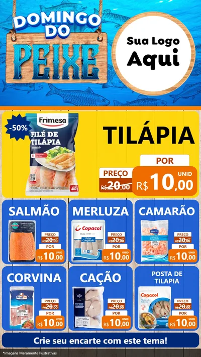 Modelo de Rede Social para Stories com o tema Domingo do Peixe para Peixaria